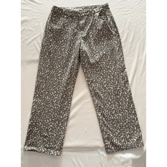 wild fable Denim - wild fable Gray and Cream Leopard Print Wide Leg Jeans